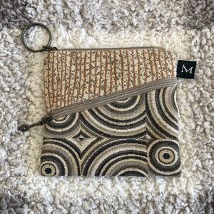 Maruca Keyring Zip Pouch in Brown, Black & Cream